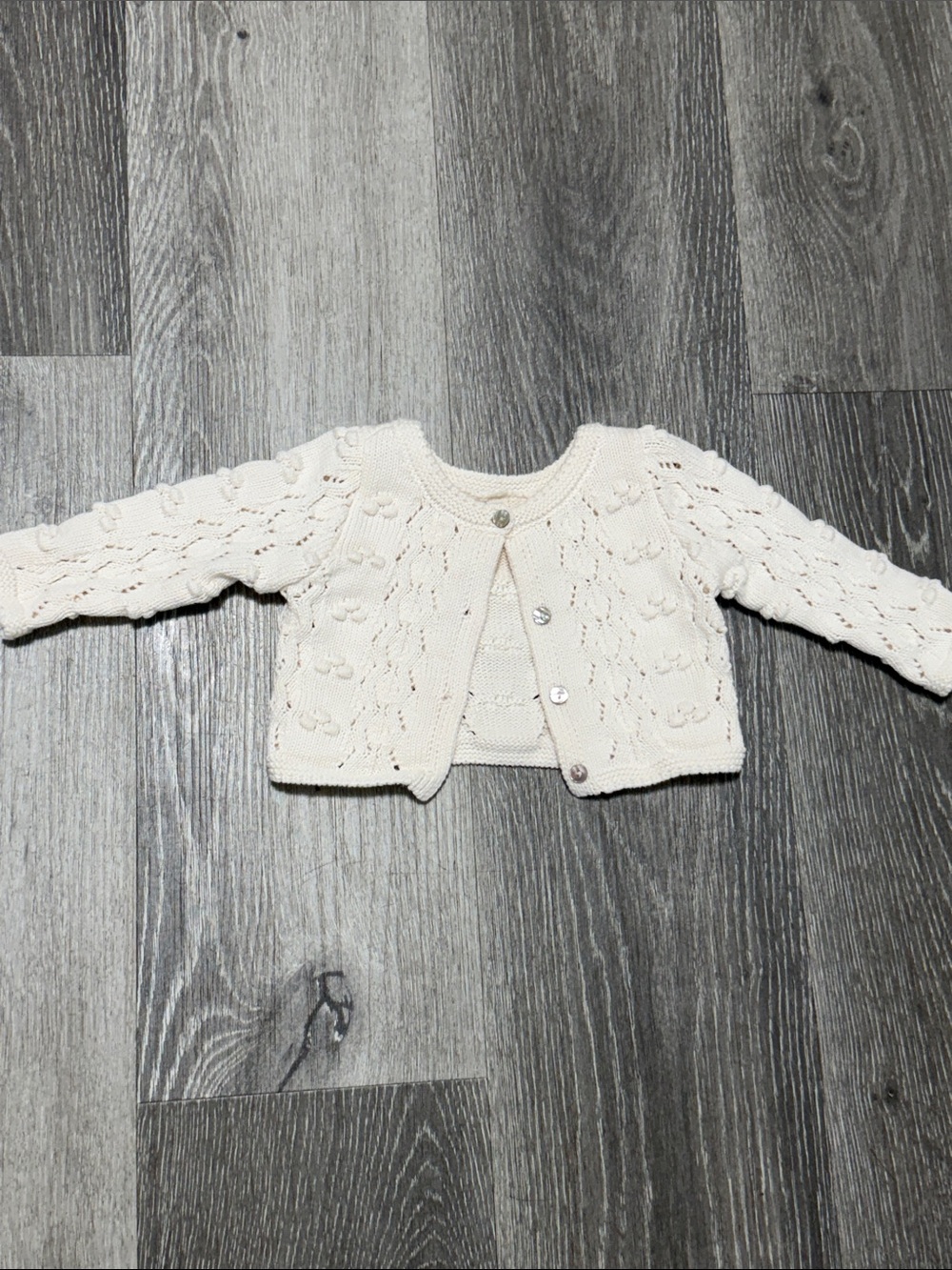 Baby Cream Pom-Pom Knit Cardigan
